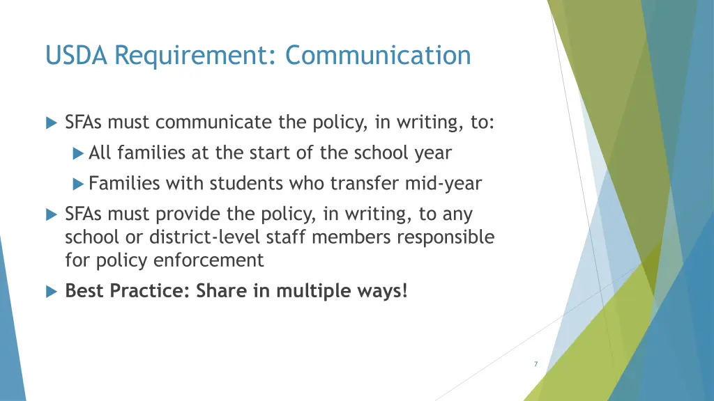 usda requirement communication