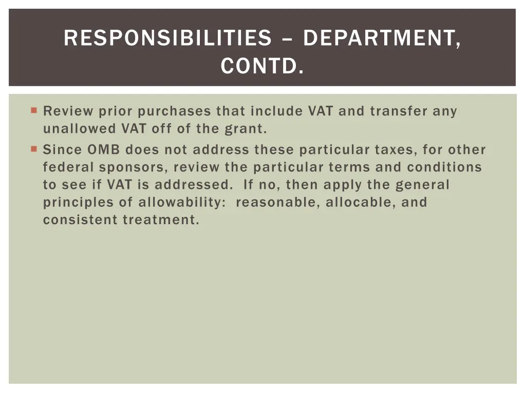responsibilities department contd