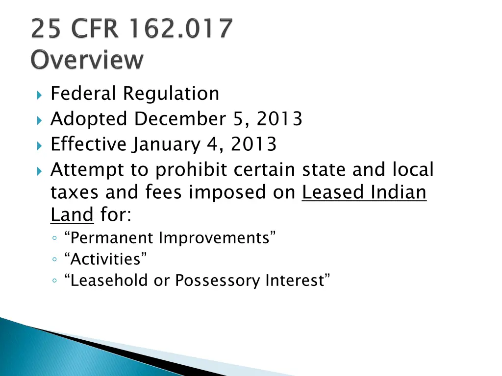 federal regulation adopted december 5 2013