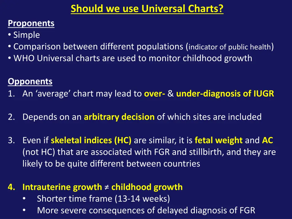 should we use universal charts