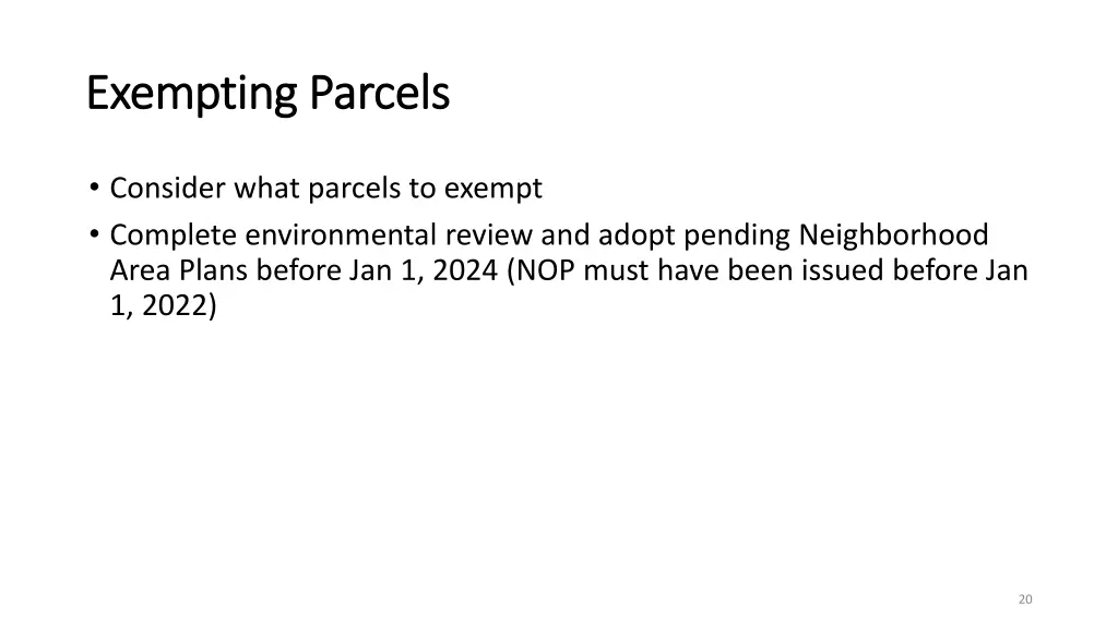 exempting parcels exempting parcels