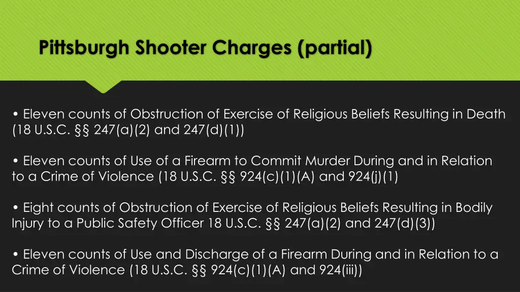 pittsburgh shooter charges partial