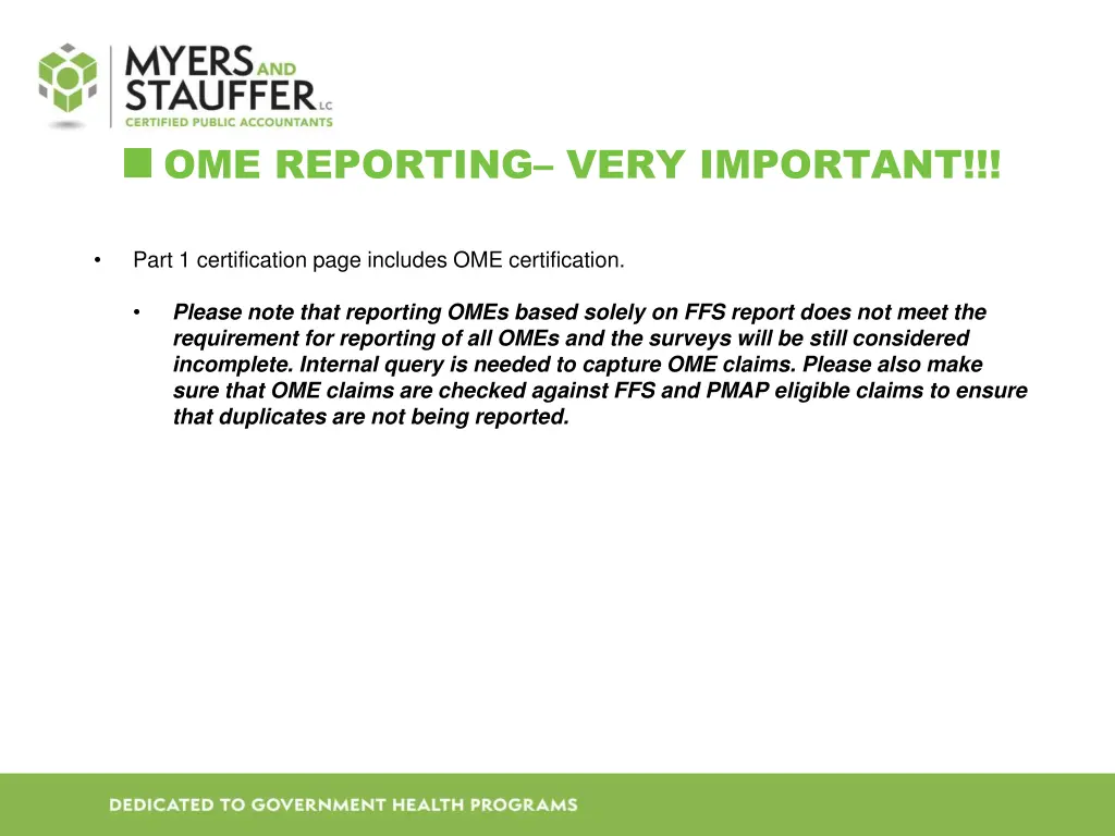 ome reporting very important