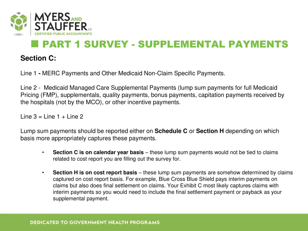 part 1 survey supplemental payments section c