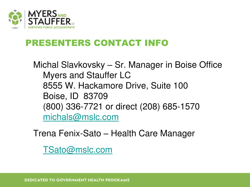 presenters contact info