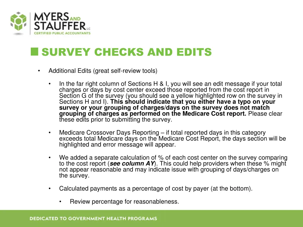 survey checks and edits