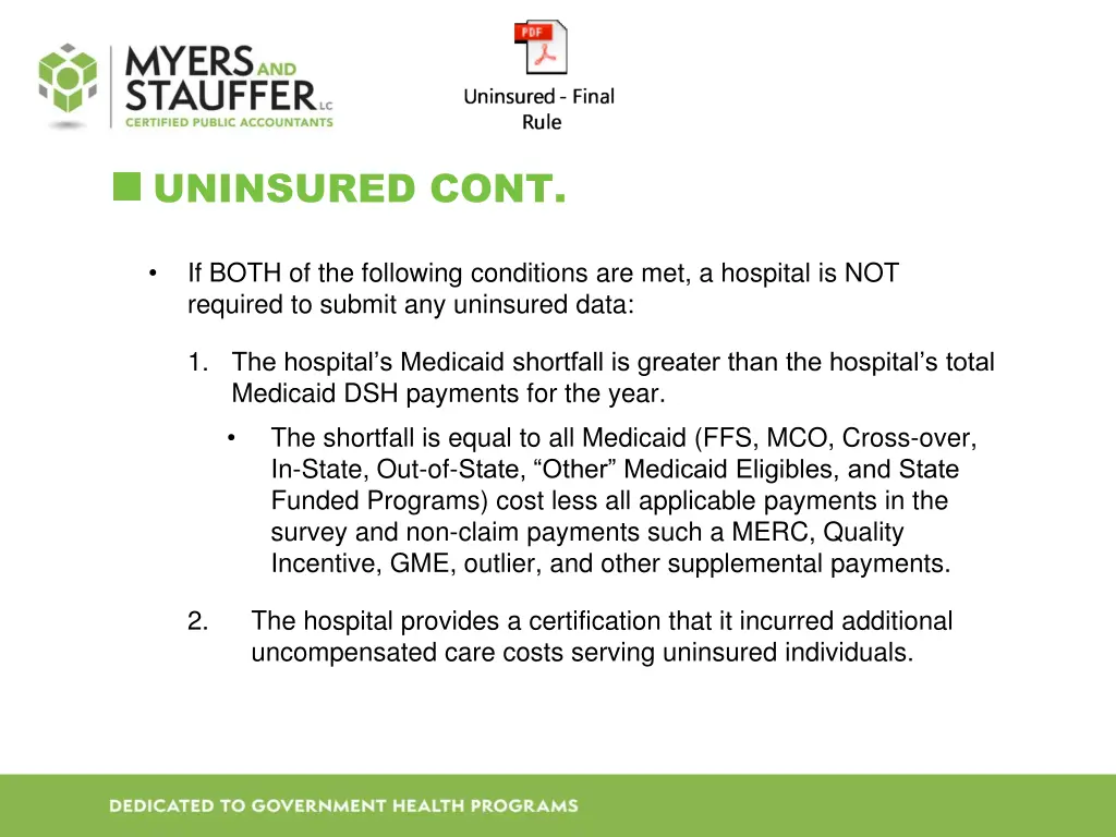 uninsured cont