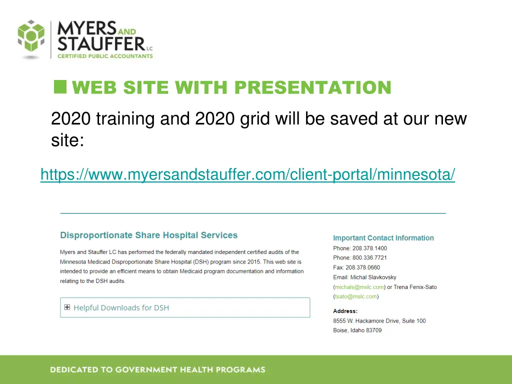 web site with presentation