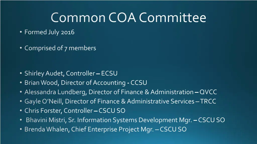 common coa committee formed july 2016