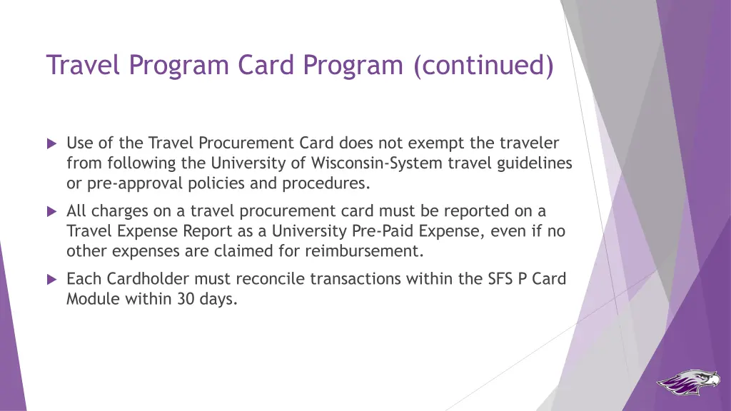 travel program card program continued