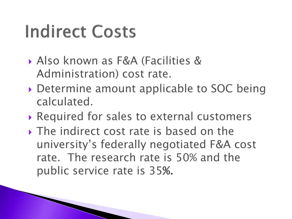 also known as f a facilities administration cost