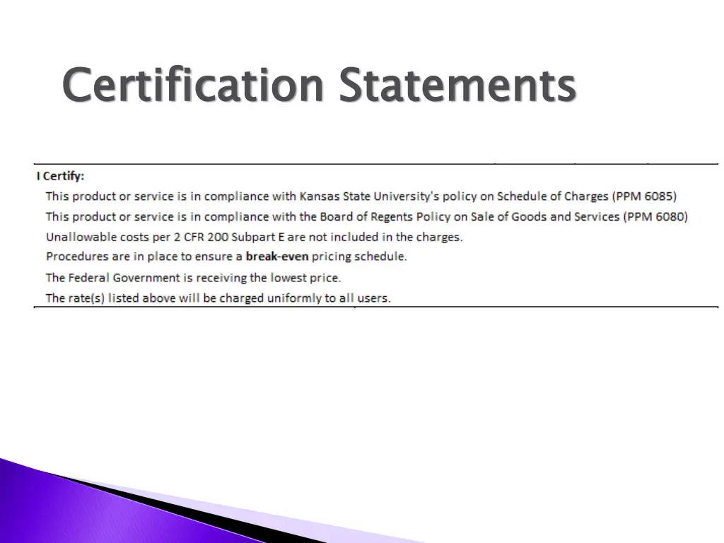 certification statements