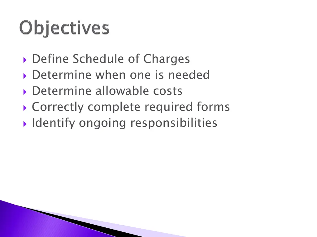 define schedule of charges determine when