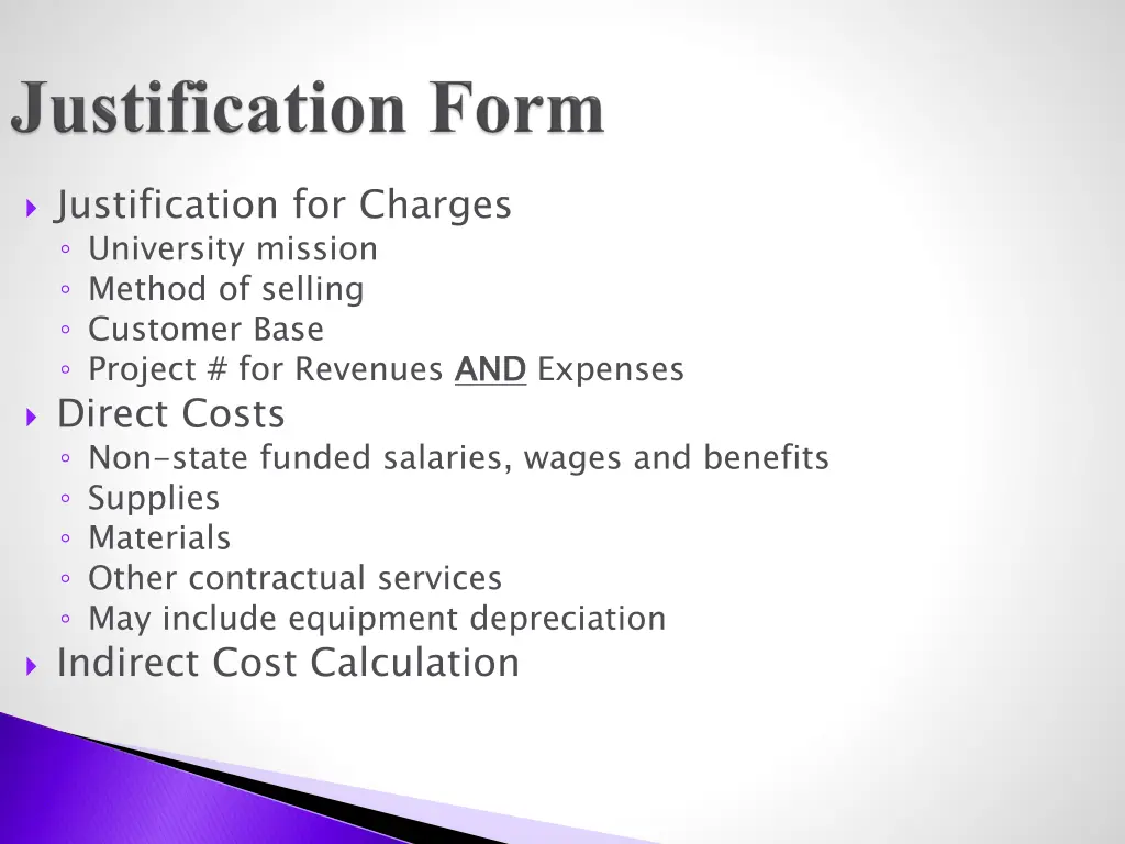 justification for charges university mission