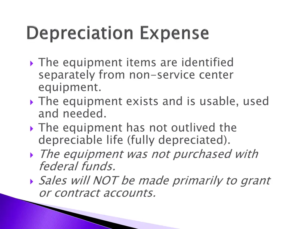 the equipment items are identified separately