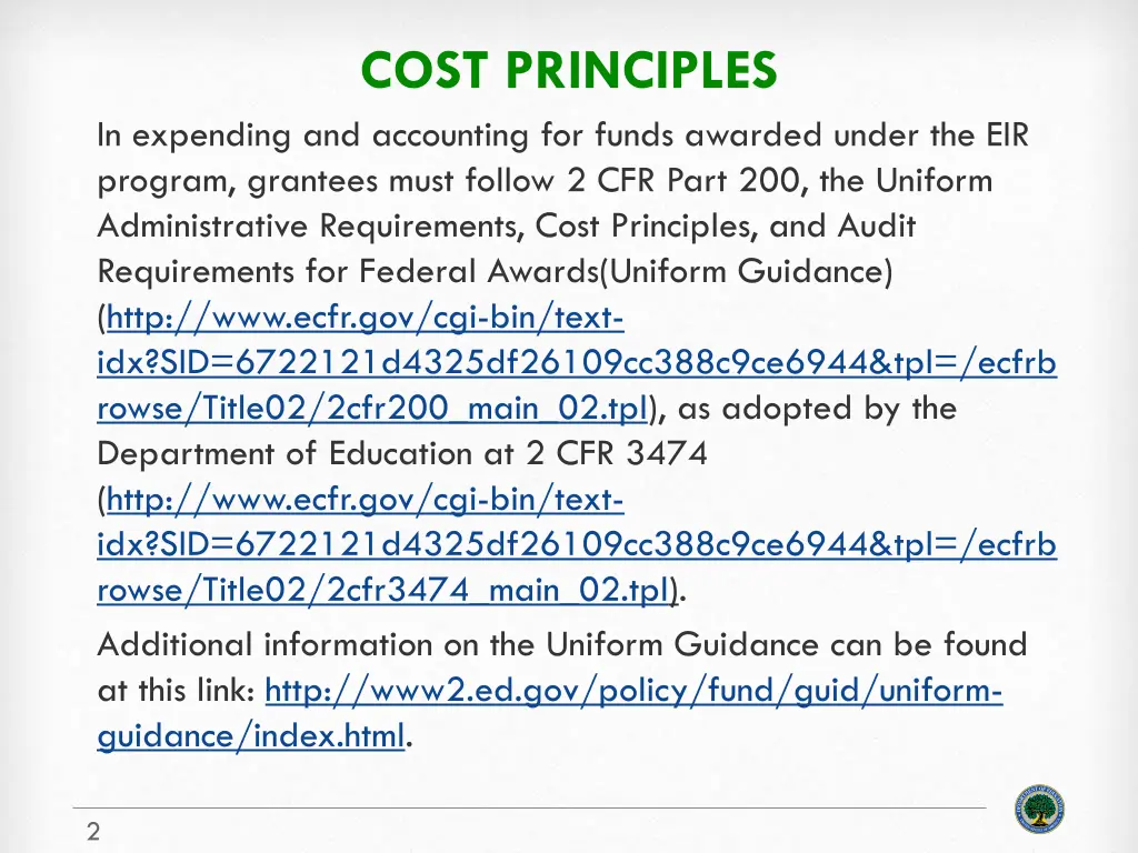 cost principles