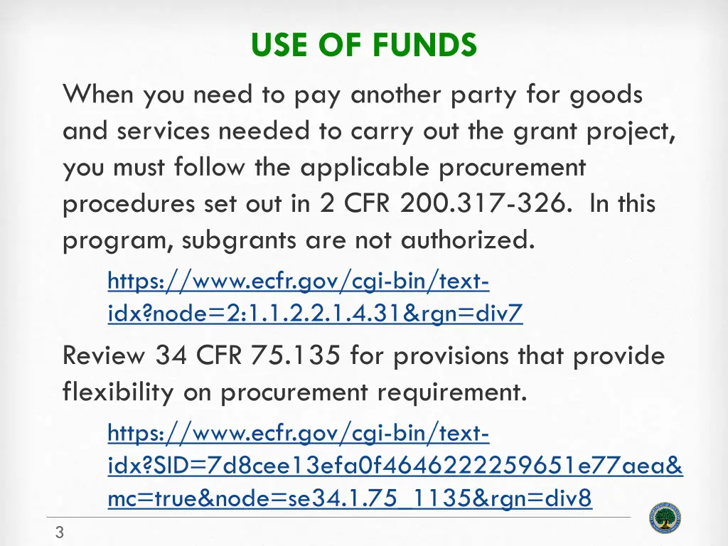 use of funds