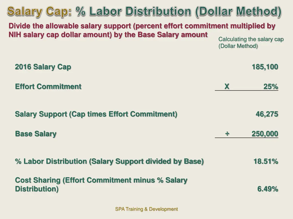 divide the allowable salary support percent