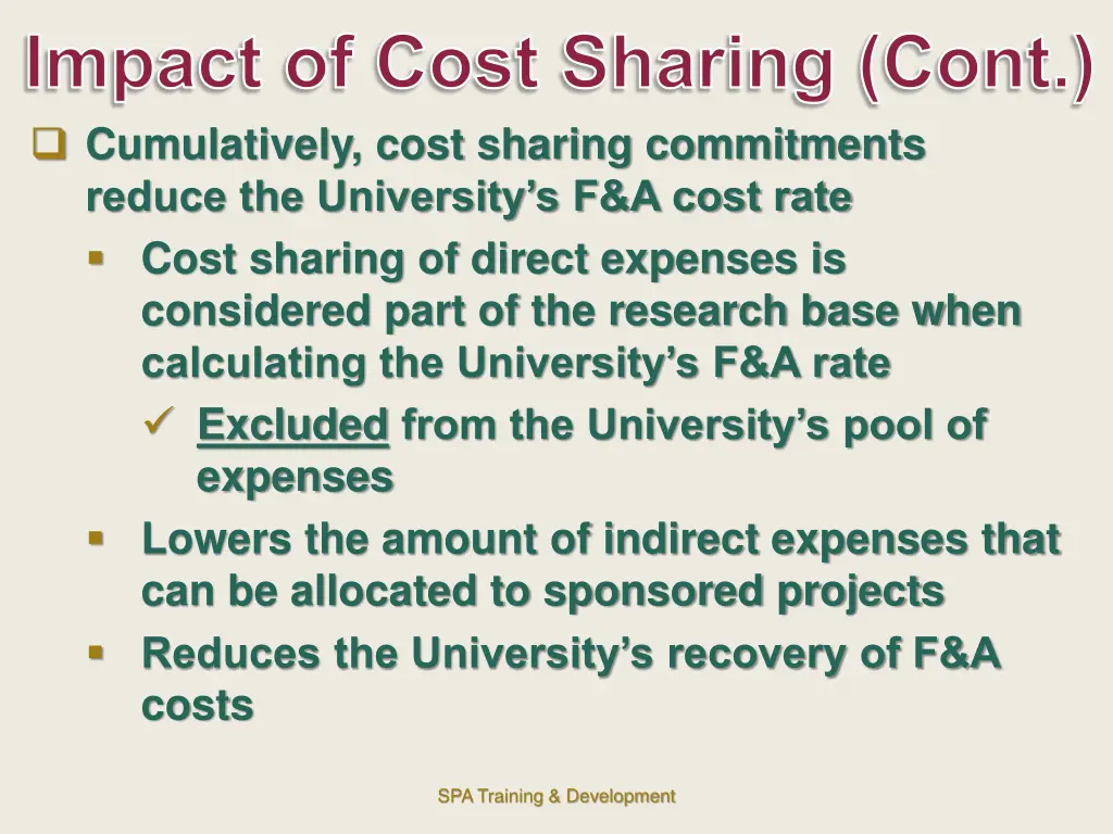 impact of cost sharing cont cumulatively cost
