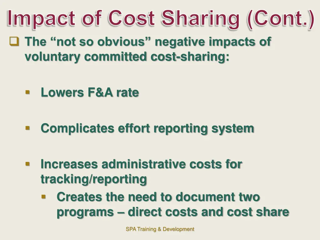 impact of cost sharing cont the not so obvious