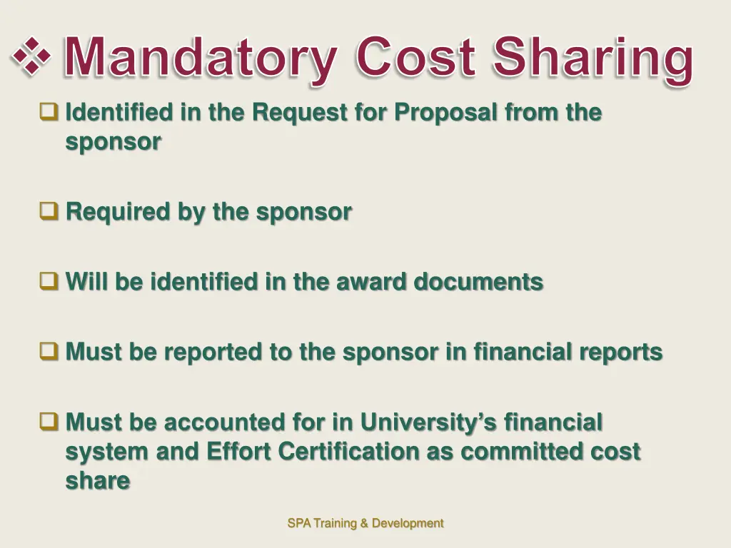 mandatory cost sharing