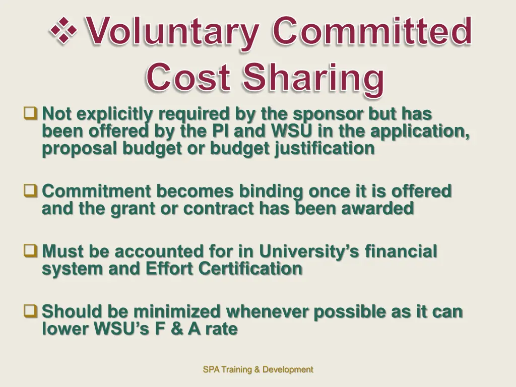 voluntary committed cost sharing