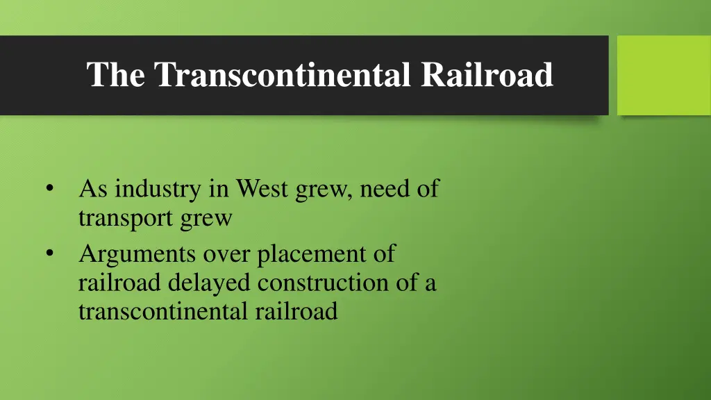 the transcontinental railroad