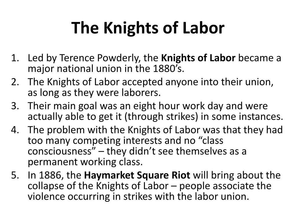the knights of labor