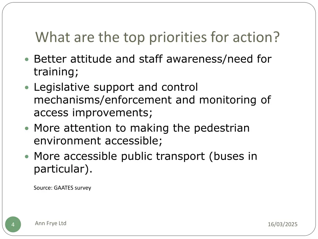 what are the top priorities for action