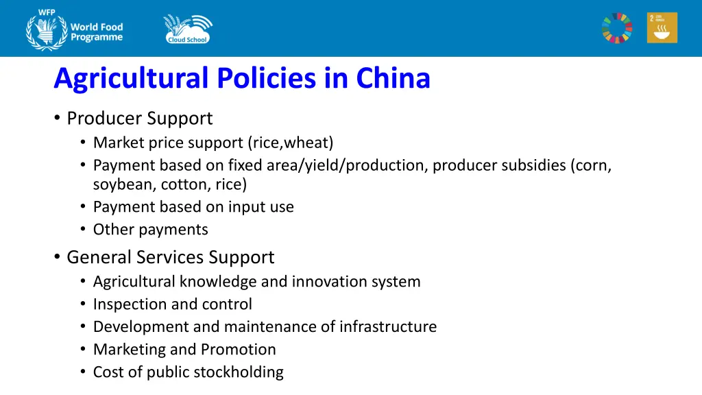 agricultural policies in china producer support