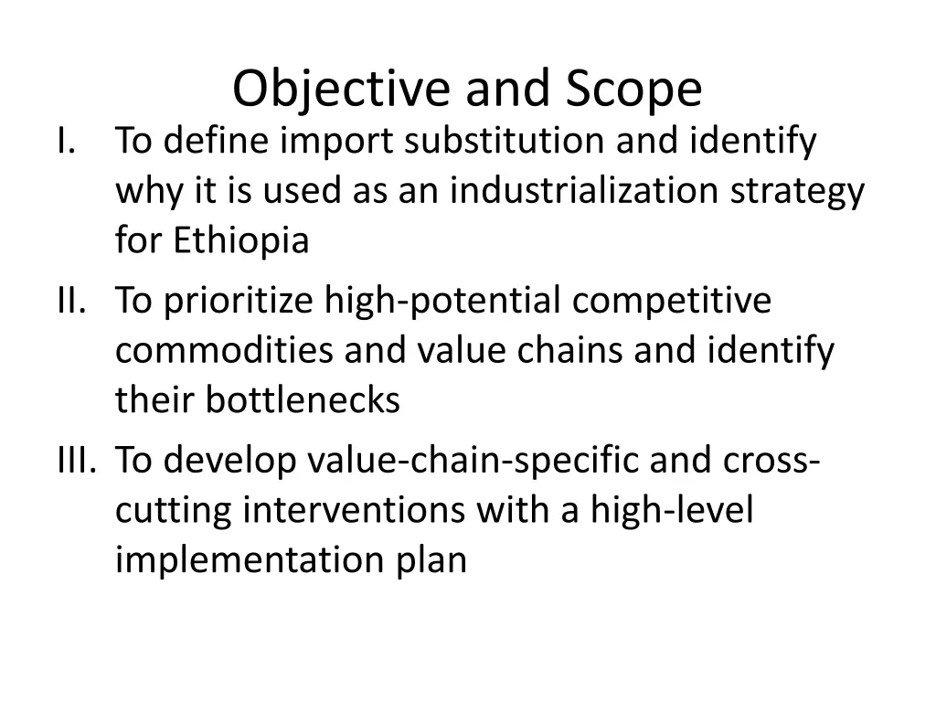 objective and scope to define import substitution