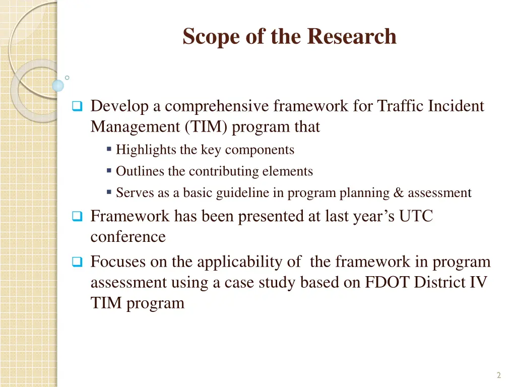 scope of the research