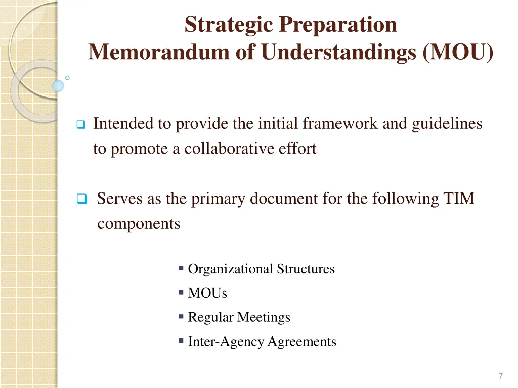 strategic preparation memorandum