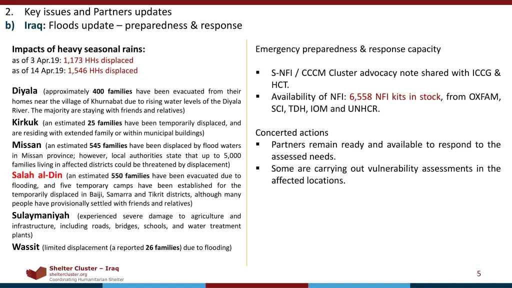 2 b iraq floods update preparedness response