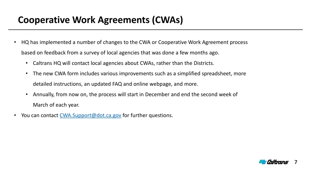 cooperative work agreements cwas
