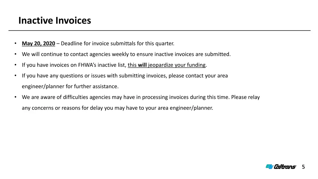 inactive invoices