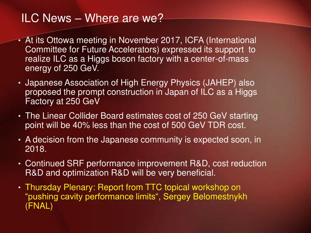 ilc news where are we