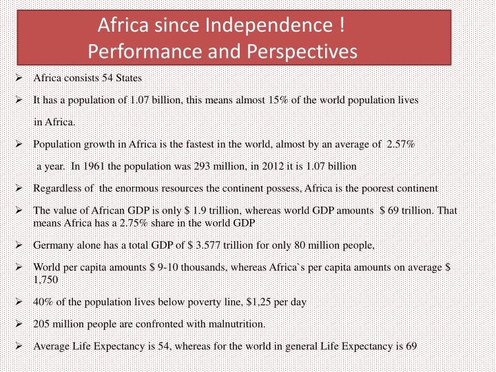 africa since independence performance