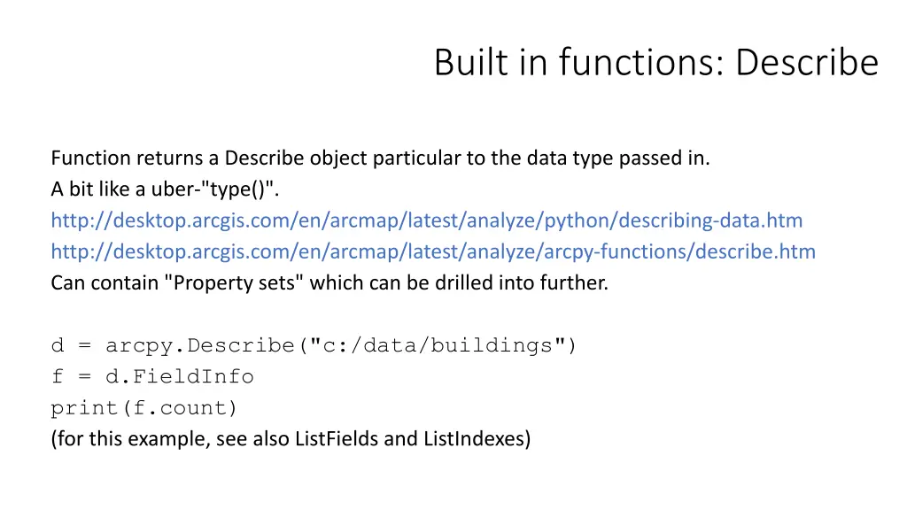 built in functions describe