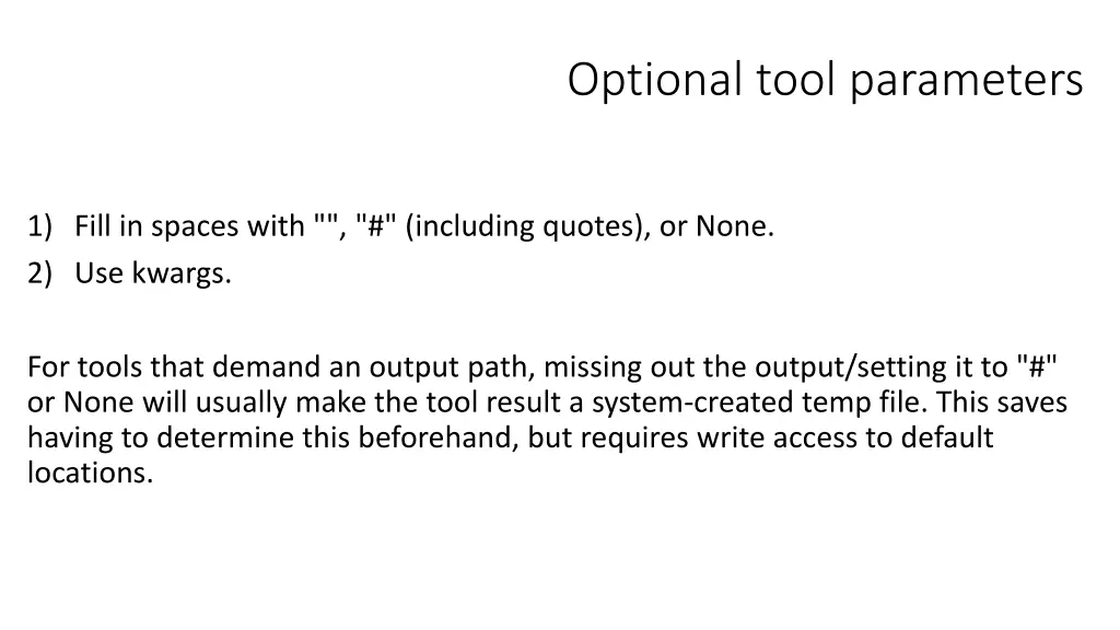 optional tool parameters