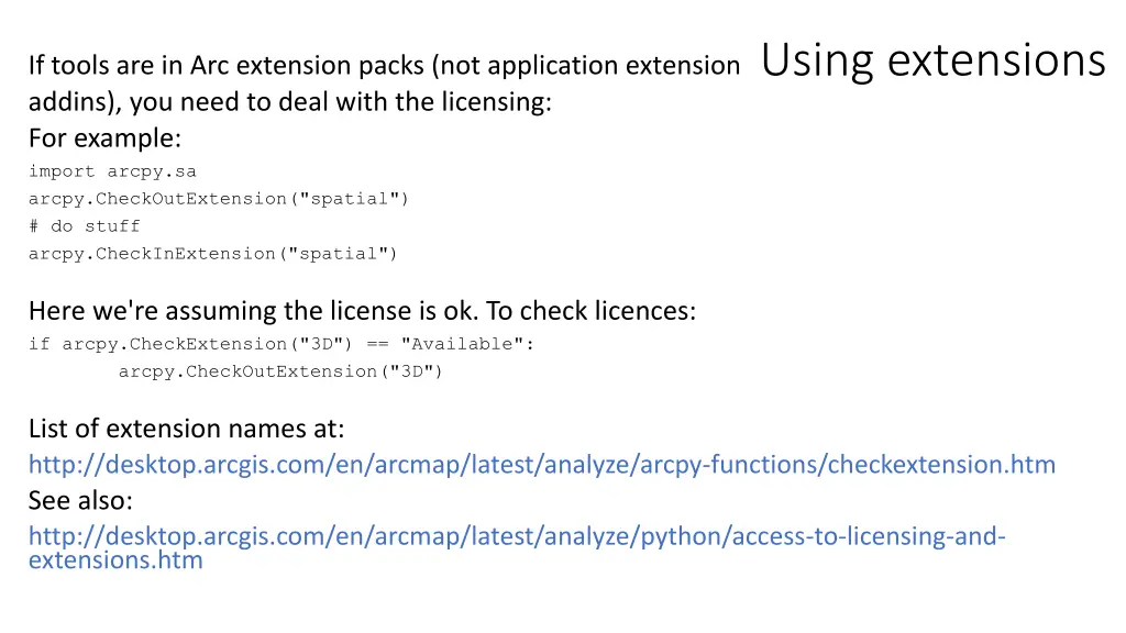 using extensions