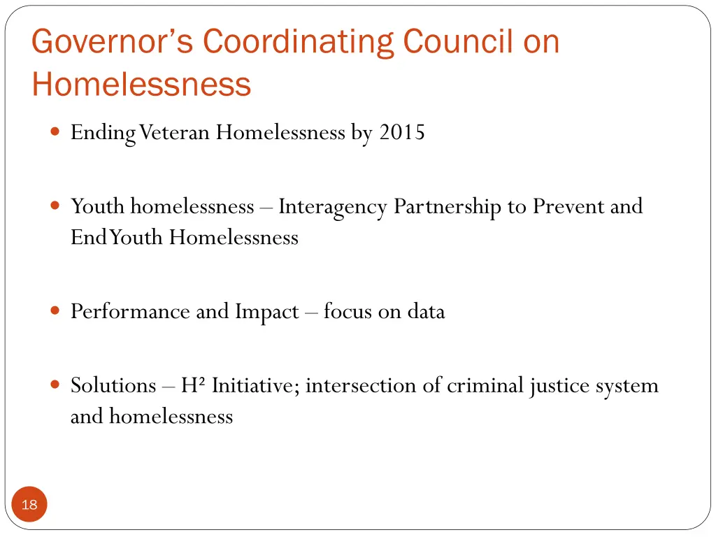 governor s coordinating council on homelessness