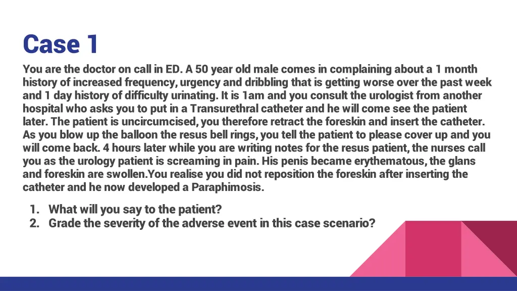 case 1 you are the doctor on call in ed a 50 year