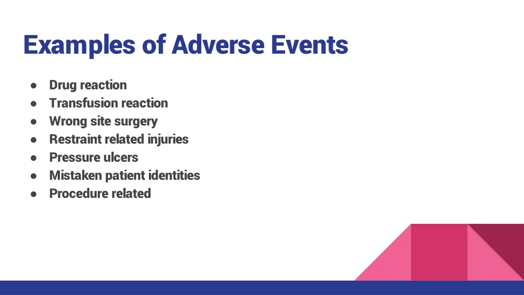 examples of adverse events
