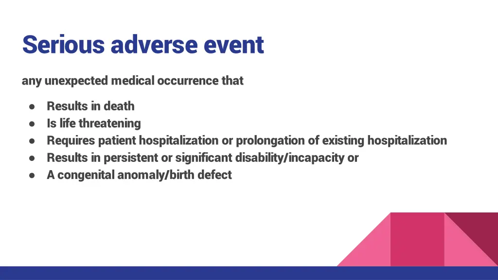 serious adverse event