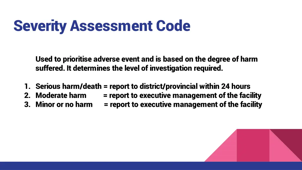 severity assessment code