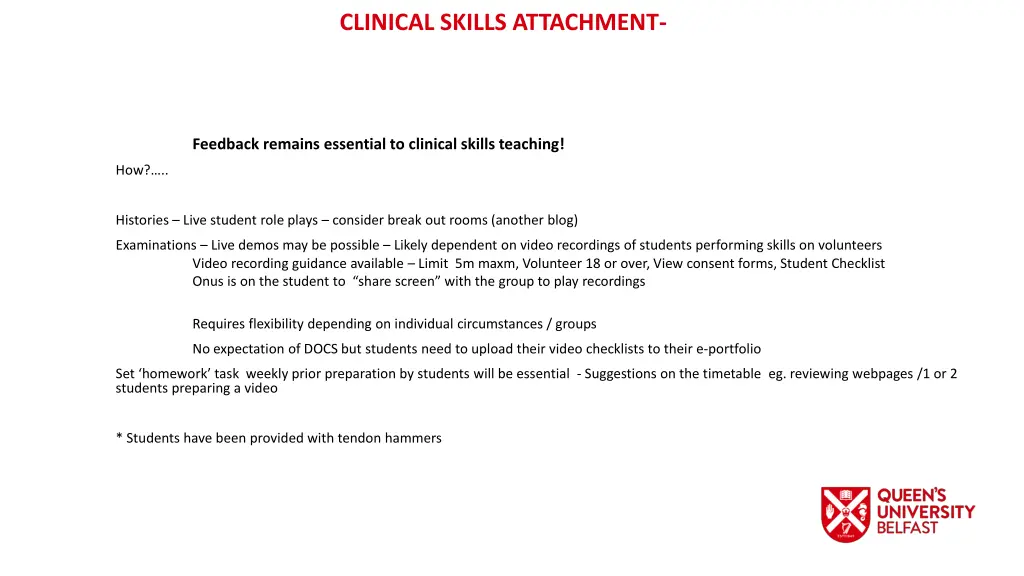 clinical skills attachment