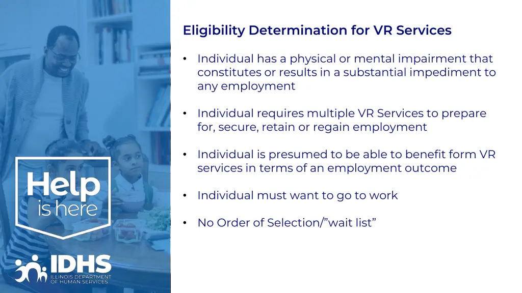 eligibility determination for vr services