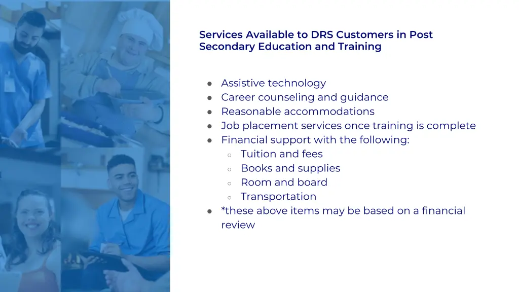 services available to drs customers in post