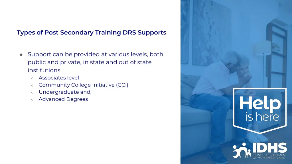 types of post secondary training drs supports